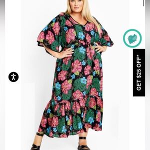 Avenue tropical maxi dress 30/32 5X NWT